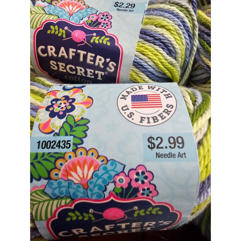Crafter's Secret Cotton Yarn Greener Pastures Variegated 7 Skeins 100% Cotton - Picture 2 of 5